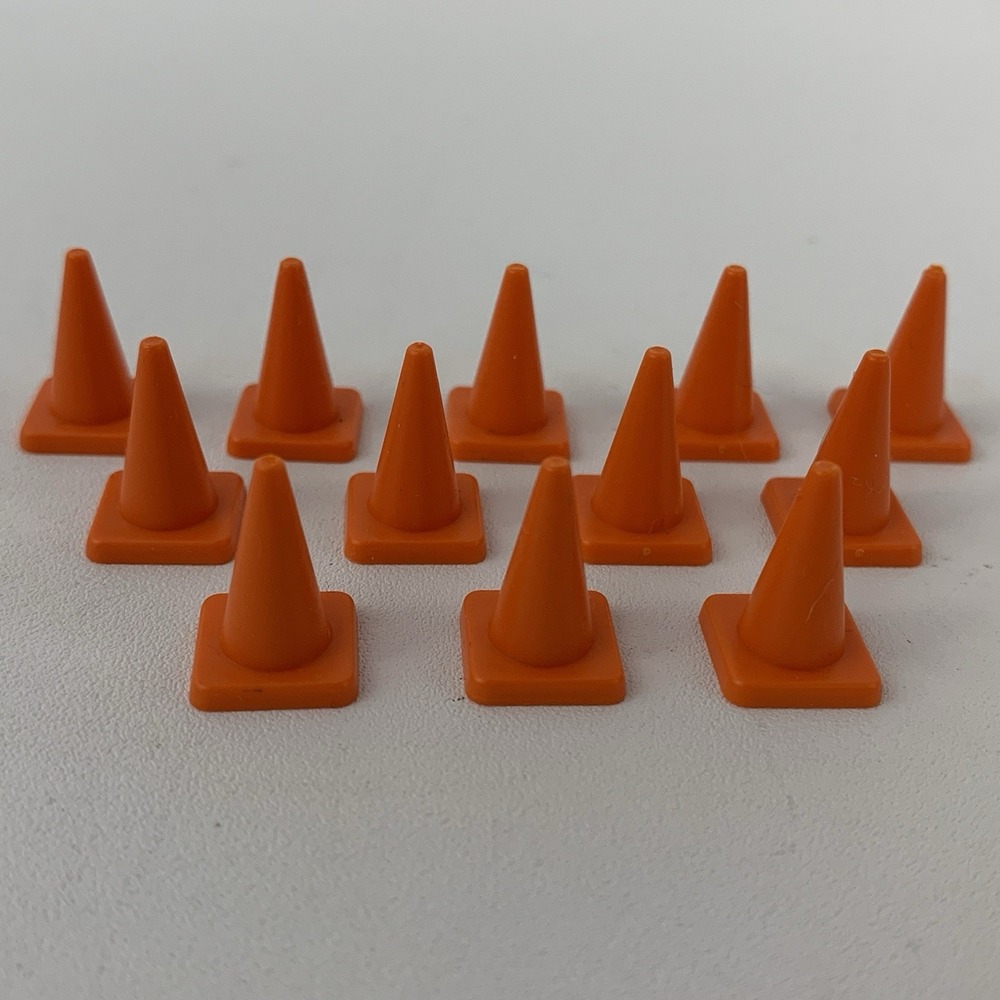 Miniature Orange Traffic Cones HO Scale .625" Disney Monopoly Replacement 12ct